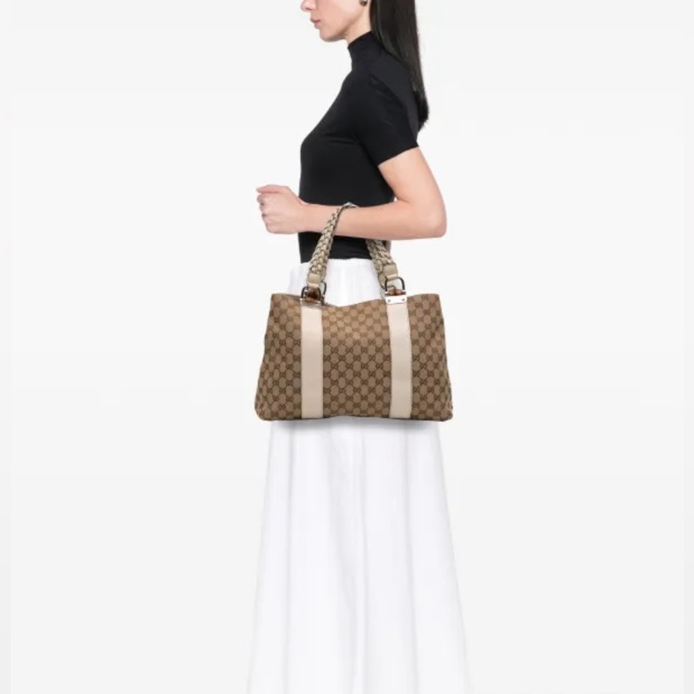 Vintage Gucci Libeccio Bamboo Canvas Tote